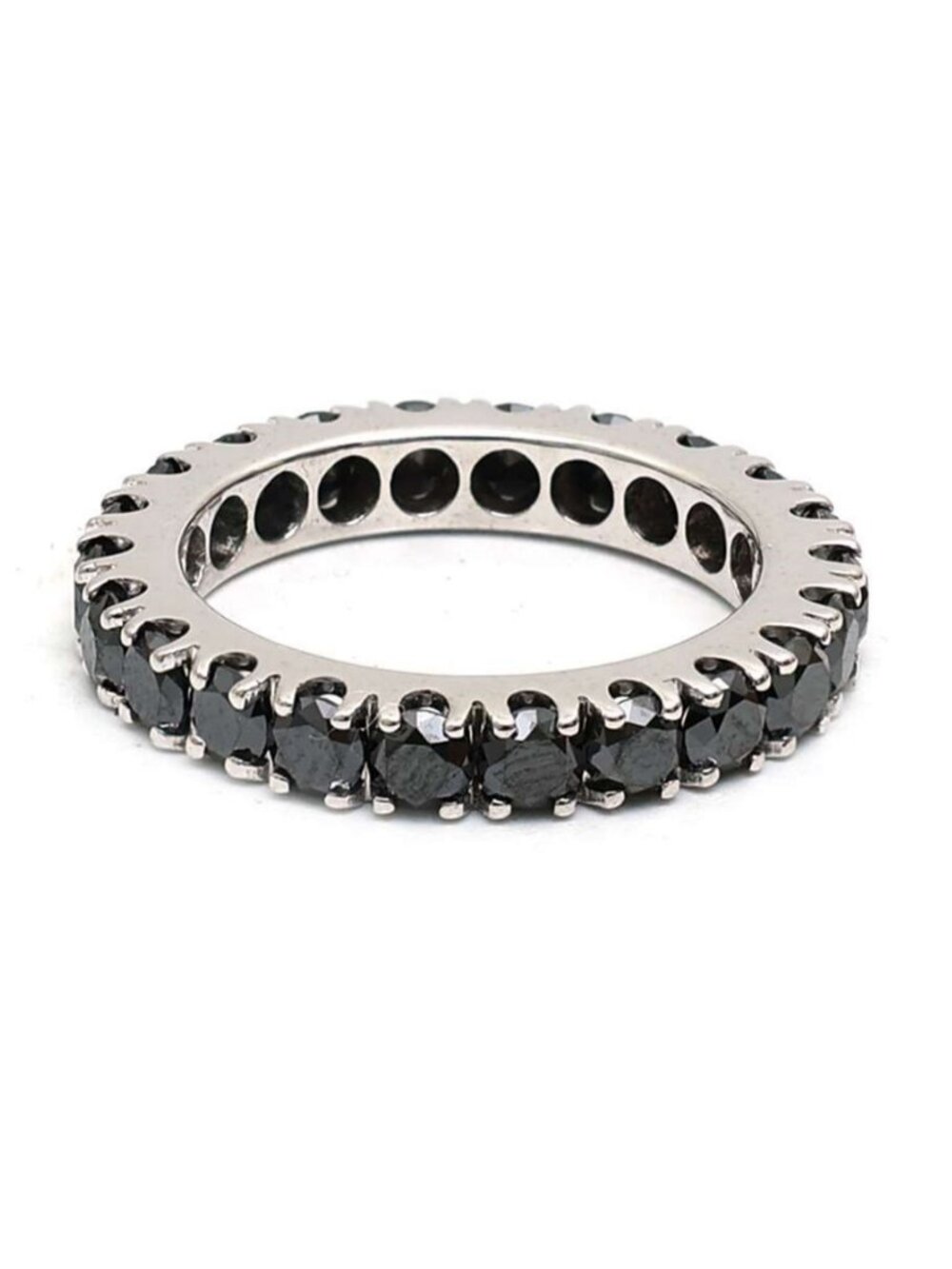 Black Diamond Eternity 14K (18K Custom) White Gold Band Ring